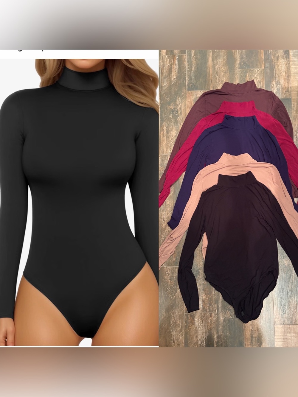 5 Long-Sleeve High Neck Bodysuits